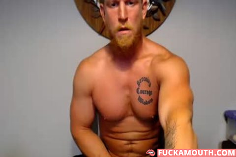 Blond muscular chap Masturbates In Live